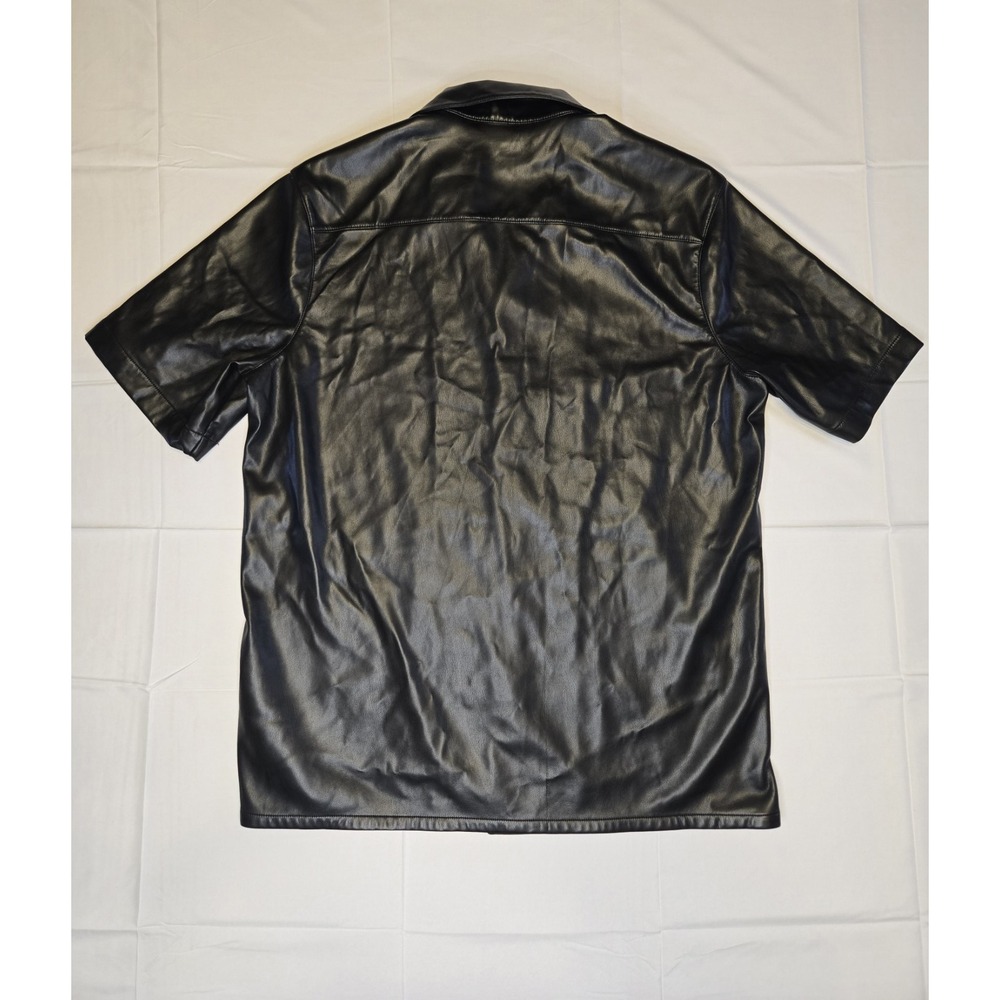 INC‎ International Concepts Mens Jax Reg Fit Button Faux Leather Camp Shirt MED - Picture 8 of 9